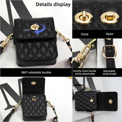 For Samsung Galaxy Z Flip Series VIETAO Rhombic Texture Bag PU Fold Phone Case(White) by VIETAO