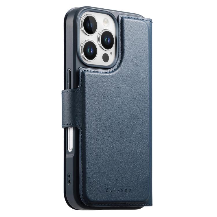 For iPhone 16 Pro Max CaseNeo Finger Grip Strap MagSafe Leather Phone Case(Blue) by CaseNeo