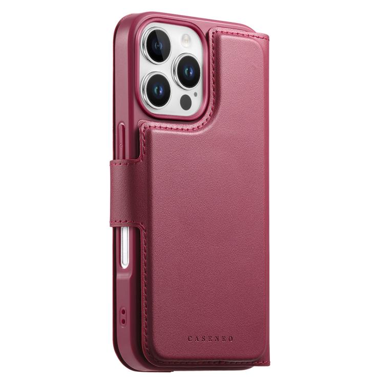 For iPhone 16 Pro CaseNeo Finger Grip Strap MagSafe Leather Phone Case(Red) by CaseNeo