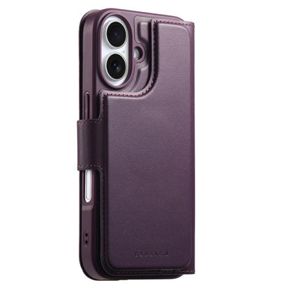 For iPhone 16 CaseNeo Finger Grip Strap MagSafe Leather Phone Case(Purple) by CaseNeo