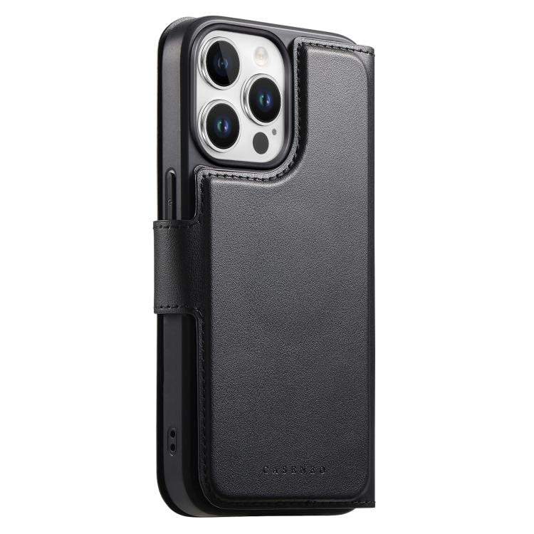 For iPhone 15 Pro Max CaseNeo Finger Grip Strap MagSafe Leather Phone Case(Black) by CaseNeo