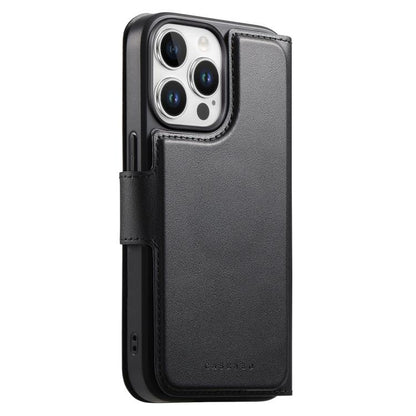 For iPhone 15 Pro Max CaseNeo Finger Grip Strap MagSafe Leather Phone Case(Black) by CaseNeo