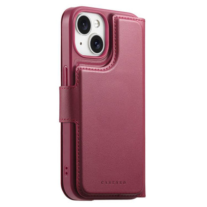 For iPhone 15 Plus / 14 Plus CaseNeo Finger Grip Strap MagSafe Leather Phone Case(Red) by CaseNeo