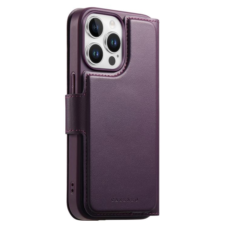 For iPhone 13 Pro Max CaseNeo Finger Grip Strap MagSafe Leather Phone Case(Purple) by CaseNeo