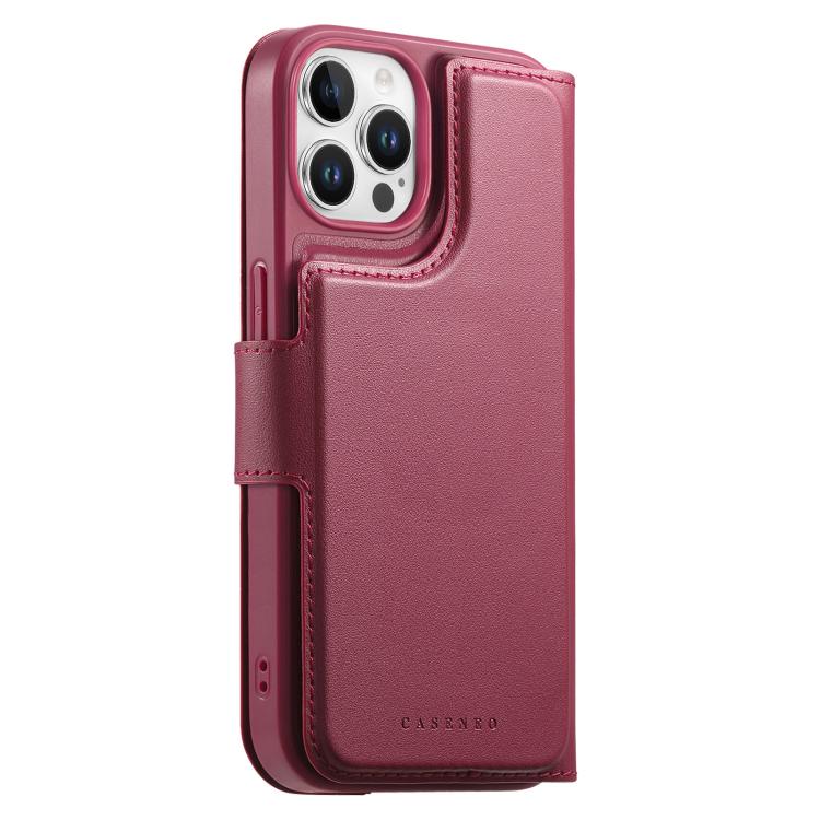 For iPhone 12 Pro Max CaseNeo Finger Grip Strap MagSafe Leather Phone Case(Red) by CaseNeo