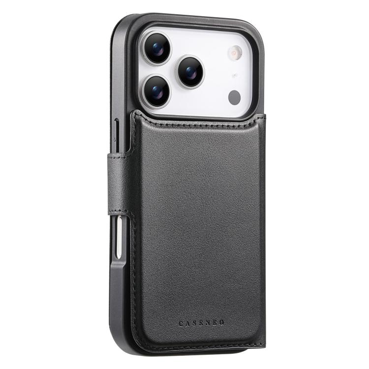 For iPhone 17 Pro Max CaseNeo Finger Grip Strap MagSafe Leather Phone Case(Black) by CaseNeo