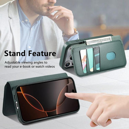 For iPhone 17 Pro Max CaseNeo Finger Grip Strap MagSafe Leather Phone Case(Green) by CaseNeo