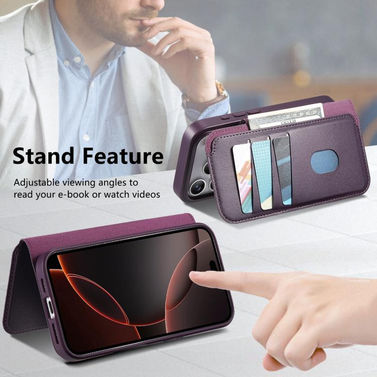 For iPhone 17 Pro Max CaseNeo Finger Grip Strap MagSafe Leather Phone Case(Purple) by CaseNeo