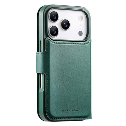 For iPhone 17 Pro CaseNeo Finger Grip Strap MagSafe Leather Phone Case(Green) by CaseNeo