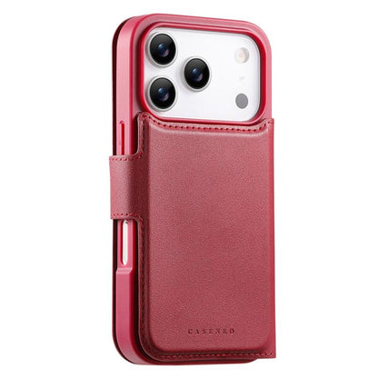 For iPhone 17 Pro CaseNeo Finger Grip Strap MagSafe Leather Phone Case(Red) by CaseNeo