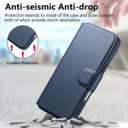 For iPhone 17 Pro CaseNeo Finger Grip Strap MagSafe Leather Phone Case(Blue) by CaseNeo