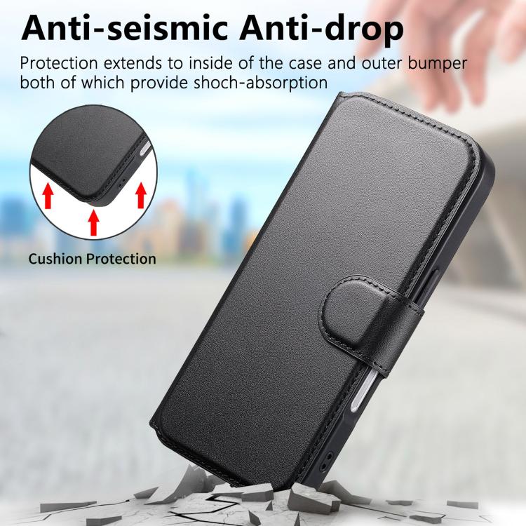 For iPhone 17 CaseNeo Finger Grip Strap MagSafe Leather Phone Case(Black) by CaseNeo