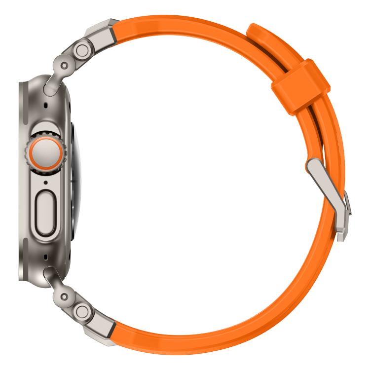 For Apple Watch 46mm / 49mm / 45mm / 44mm Alloy Connector Silicone Watch Strap(Orange) by bashfashion