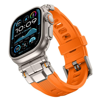 For Apple Watch 46mm / 49mm / 45mm / 44mm Alloy Connector Silicone Watch Strap(Orange) by bashfashion