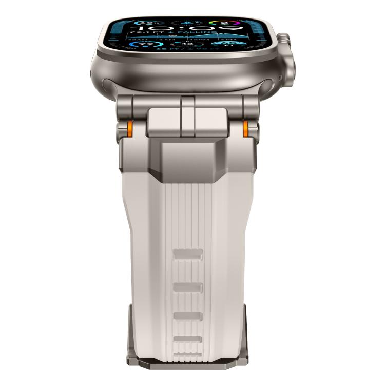 For Apple Watch 46mm / 49mm / 45mm / 44mm Alloy Connector Silicone Watch Strap(Starlight) by bashfashion