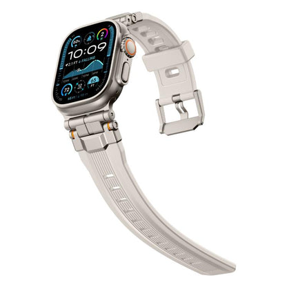 For Apple Watch 46mm / 49mm / 45mm / 44mm Alloy Connector Silicone Watch Strap(Starlight) by bashfashion