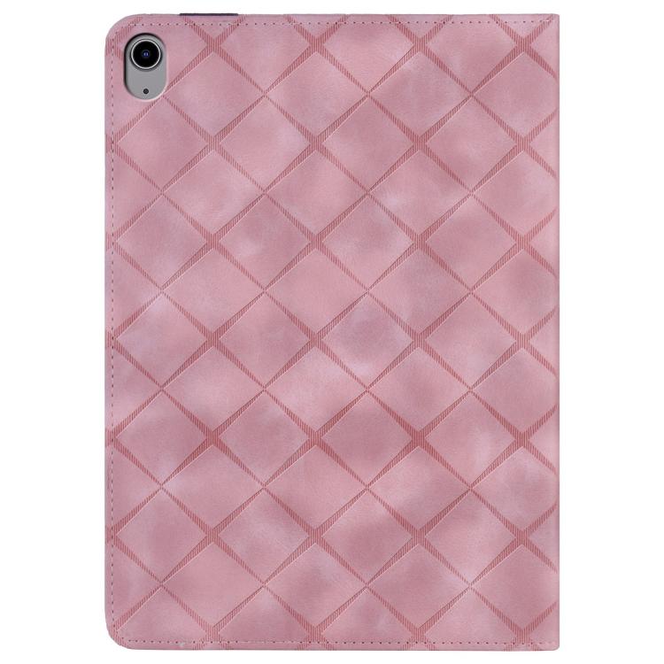 For iPad 11th 2025 / 10th 2022 Rhombus Embossed Leather Smart Tablet Case(Pink) by bashfashion