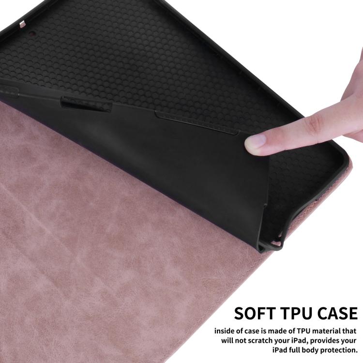 For iPad 11th 2025 / 10th 2022 Rhombus Embossed Leather Smart Tablet Case(Pink) by bashfashion