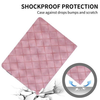 For iPad 11th 2025 / 10th 2022 Rhombus Embossed Leather Smart Tablet Case(Pink) by bashfashion