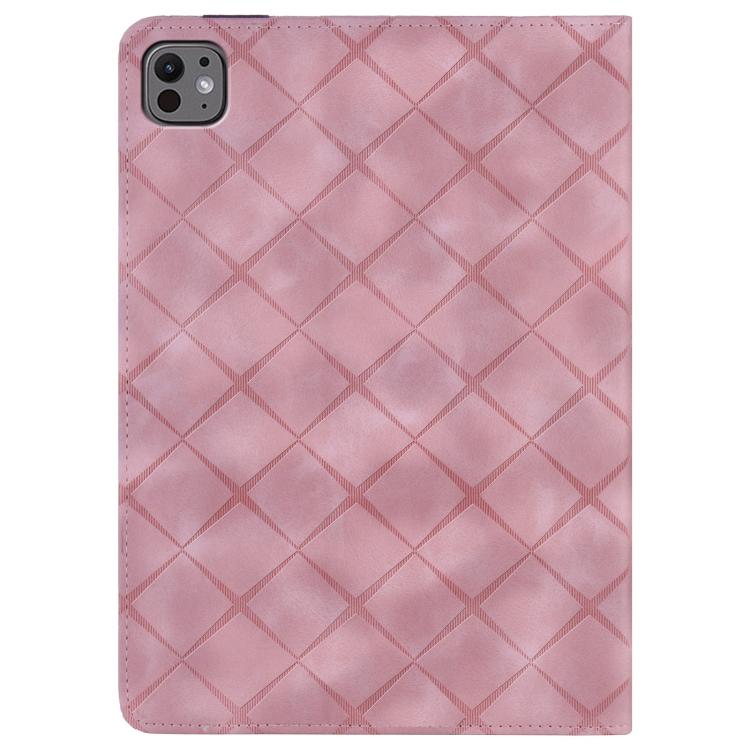 For iPad Air 11 2025 / 2024 Rhombus Embossed Leather Smart Tablet Case(Pink) by bashfashion