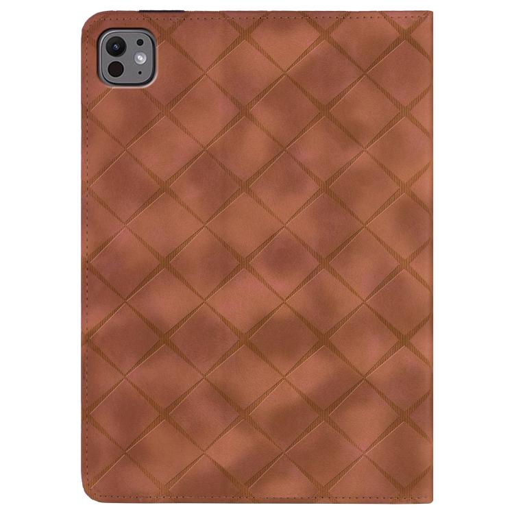 For iPad Air 11 2025 / 2024 Rhombus Embossed Leather Smart Tablet Case(Brown) by bashfashion