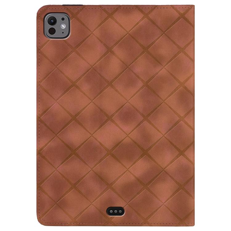 For iPad Air 13 2025 / 2024 / Pro 12.9 Rhombus Embossed Leather Smart Tablet Case(Brown) by bashfashion
