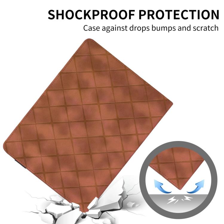 For iPad Air 13 2025 / 2024 / Pro 12.9 Rhombus Embossed Leather Smart Tablet Case(Brown) by bashfashion
