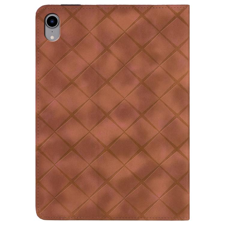 For iPad mini 6 / mini 2024 Rhombus Embossed Leather Smart Tablet Case(Brown) by bashfashion