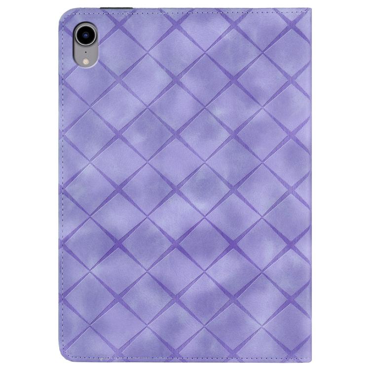 For iPad mini 6 / mini 2024 Rhombus Embossed Leather Smart Tablet Case(Purple) by bashfashion