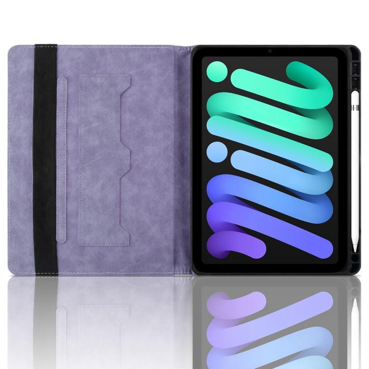 For iPad mini 6 / mini 2024 Rhombus Embossed Leather Smart Tablet Case(Purple) by bashfashion