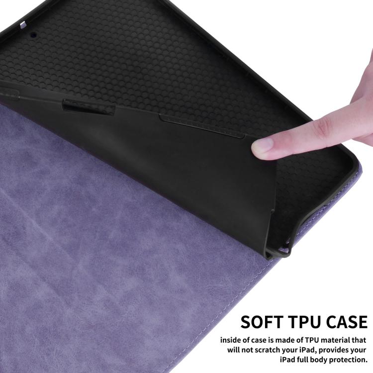 For iPad mini 6 / mini 2024 Rhombus Embossed Leather Smart Tablet Case(Purple) by bashfashion
