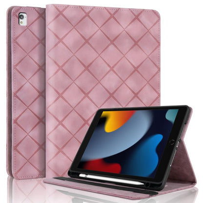 For iPad 10.2 2021 / Air 10.5 Rhombus Embossed Leather Smart Tablet Case(Pink) by bashfashion