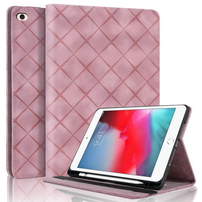 For iPad mini 5 / 4 / 3 / 2 / 1 Rhombus Embossed Leather Smart Tablet Case(Pink) by bashfashion
