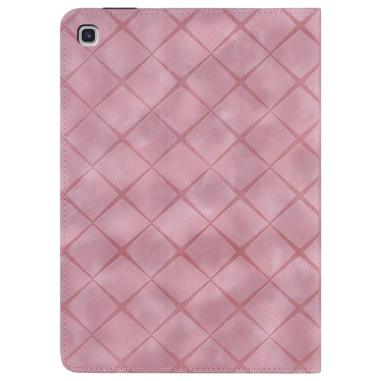 For Samsung Galaxy Tab S6 Lite 2024 Rhombus Embossed Leather Smart Tablet Case(Pink) by bashfashion