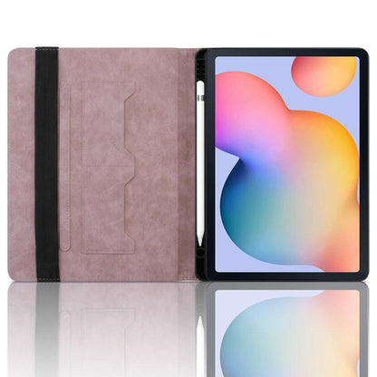 For Samsung Galaxy Tab S6 Lite 2024 Rhombus Embossed Leather Smart Tablet Case(Pink) by bashfashion