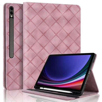 For Samsung Galaxy Tab S10+ / S9 FE+ Rhombus Embossing Leather Tablet Case(Pink) by bashfashion
