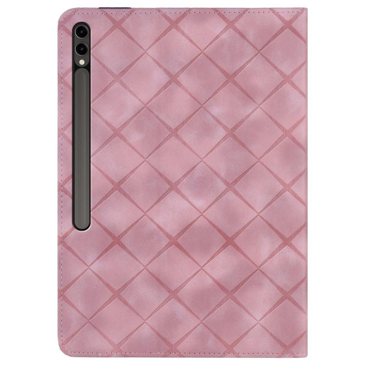 For Samsung Galaxy Tab S10+ / S9 FE+ Rhombus Embossing Leather Tablet Case(Pink) by bashfashion