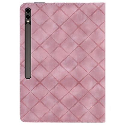 For Samsung Galaxy Tab S10+ / S9 FE+ Rhombus Embossing Leather Tablet Case(Pink) by bashfashion