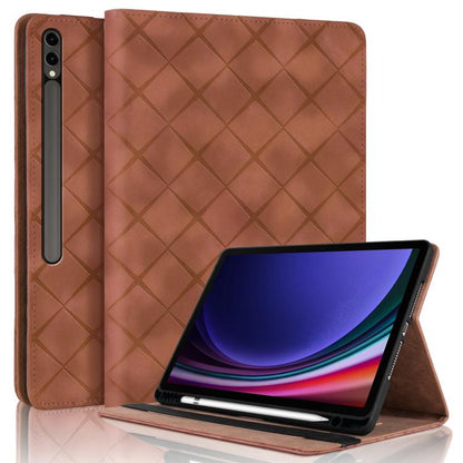 For Samsung Galaxy Tab S10+ / S9 FE+ Rhombus Embossing Leather Tablet Case(Brown) by bashfashion