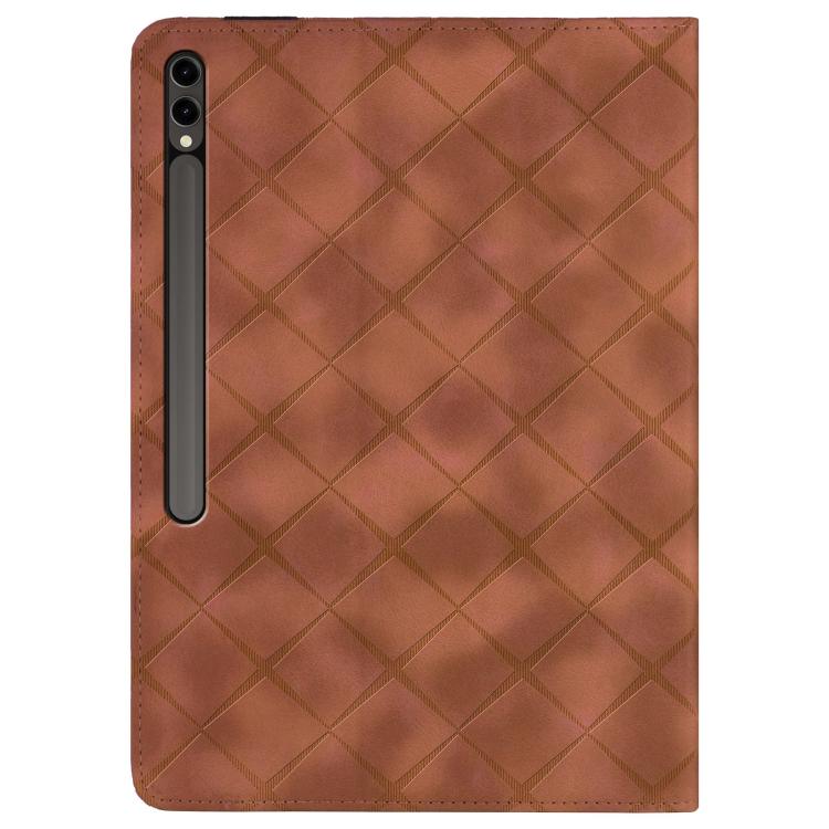 For Samsung Galaxy Tab S10+ / S9 FE+ Rhombus Embossing Leather Tablet Case(Brown) by bashfashion