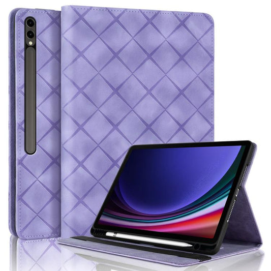 For Samsung Galaxy Tab S10+ / S9 FE+ Rhombus Embossing Leather Tablet Case(Purple) by bashfashion