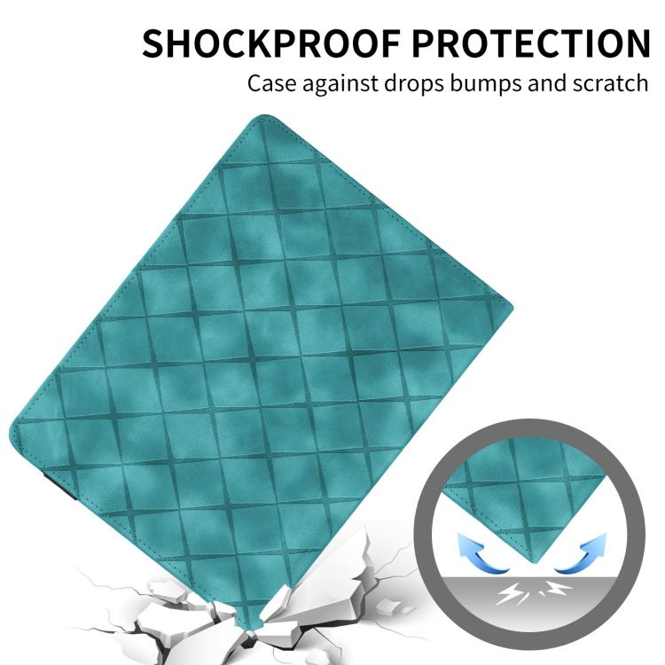 For Samsung Galaxy Tab S10+ / S9 FE+ Rhombus Embossing Leather Tablet Case(Green) by bashfashion