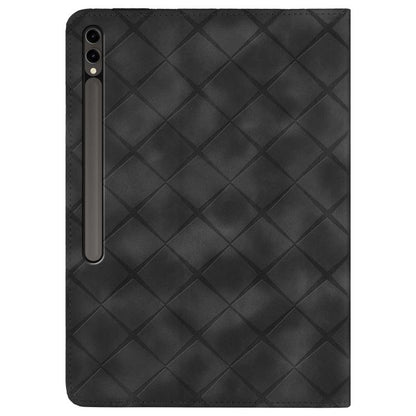 For Samsung Galaxy Tab S10+ / S9 FE+ Rhombus Embossing Leather Tablet Case(Black) by bashfashion