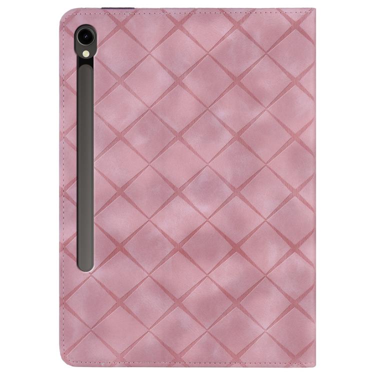 For Samsung Galaxy Tab S10 / S9 FE Rhombus Embossing Leather Tablet Case(Pink) by bashfashion