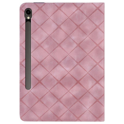 For Samsung Galaxy Tab S10 / S9 FE Rhombus Embossing Leather Tablet Case(Pink) by bashfashion