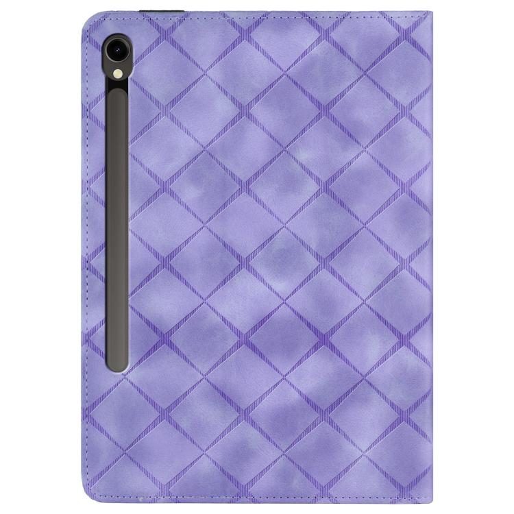 For Samsung Galaxy Tab S10 / S9 FE Rhombus Embossing Leather Tablet Case(Purple) by bashfashion