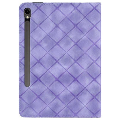 For Samsung Galaxy Tab S10 / S9 FE Rhombus Embossing Leather Tablet Case(Purple) by bashfashion