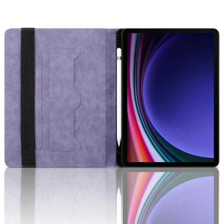For Samsung Galaxy Tab S10 / S9 FE Rhombus Embossing Leather Tablet Case(Purple) by bashfashion
