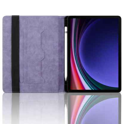 For Samsung Galaxy Tab S10 / S9 FE Rhombus Embossing Leather Tablet Case(Purple) by bashfashion