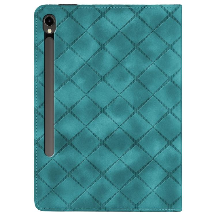 For Samsung Galaxy Tab S10 / S9 FE Rhombus Embossing Leather Tablet Case(Green) by bashfashion